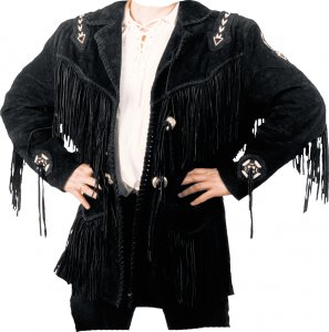 Perlenjacke lang schwarz J 12411