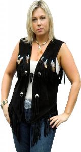 Federweste aus Wildleder schwarz W 28732